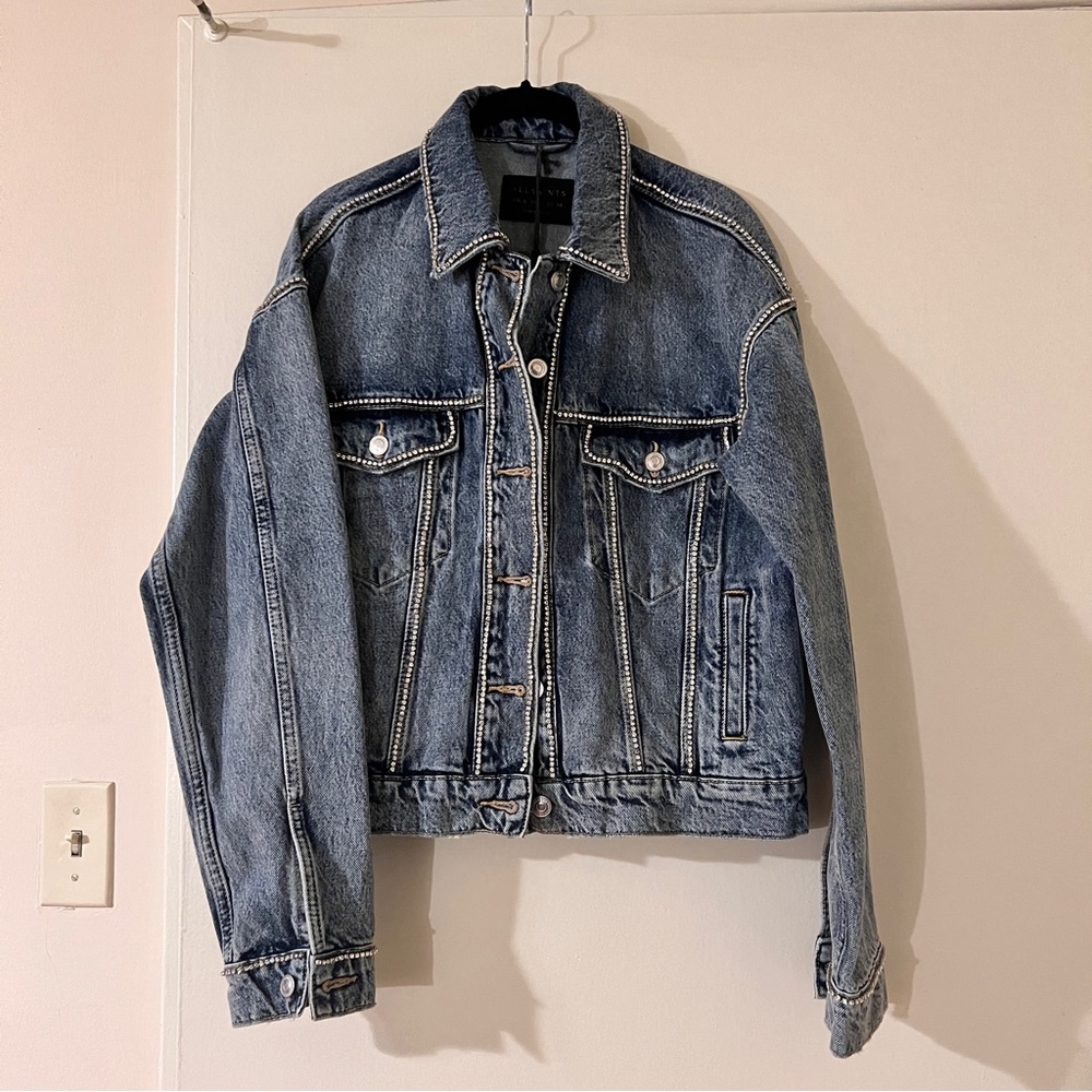 Allsaints Bella Diamante Denim Jacket, size 2US